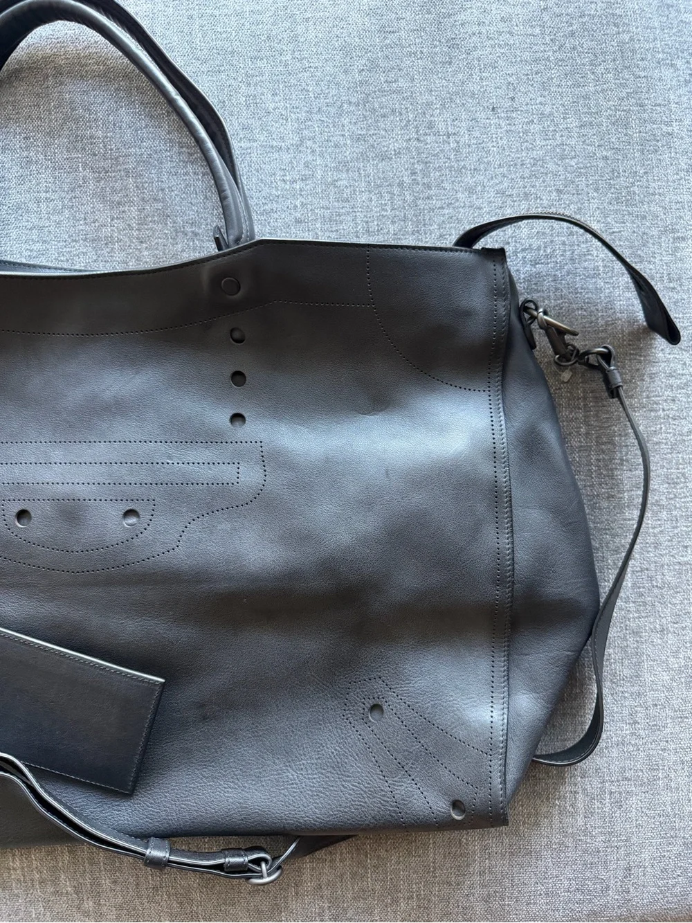 Balenciaga Blackout City XL Smooth Black Leather Large Tote Bag